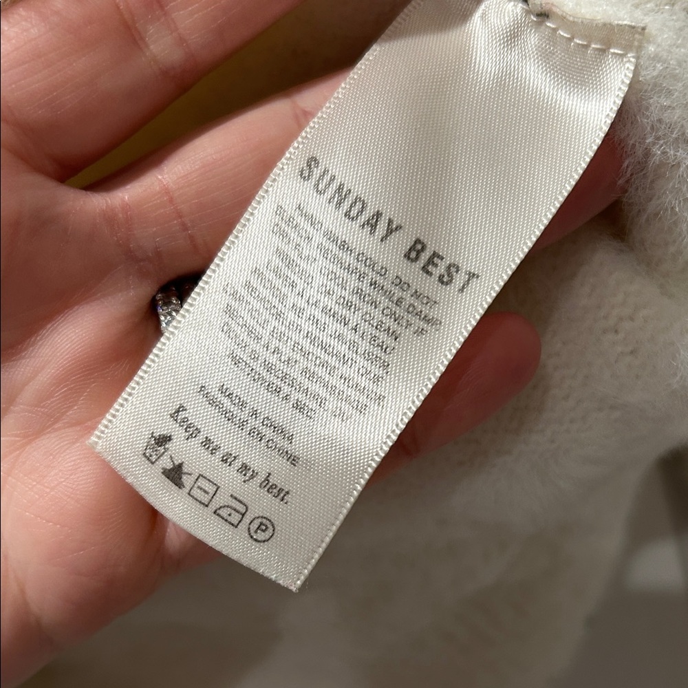 Aritzia Cream Fuzzy Crew Neck Sweater - Picture 4 of 6